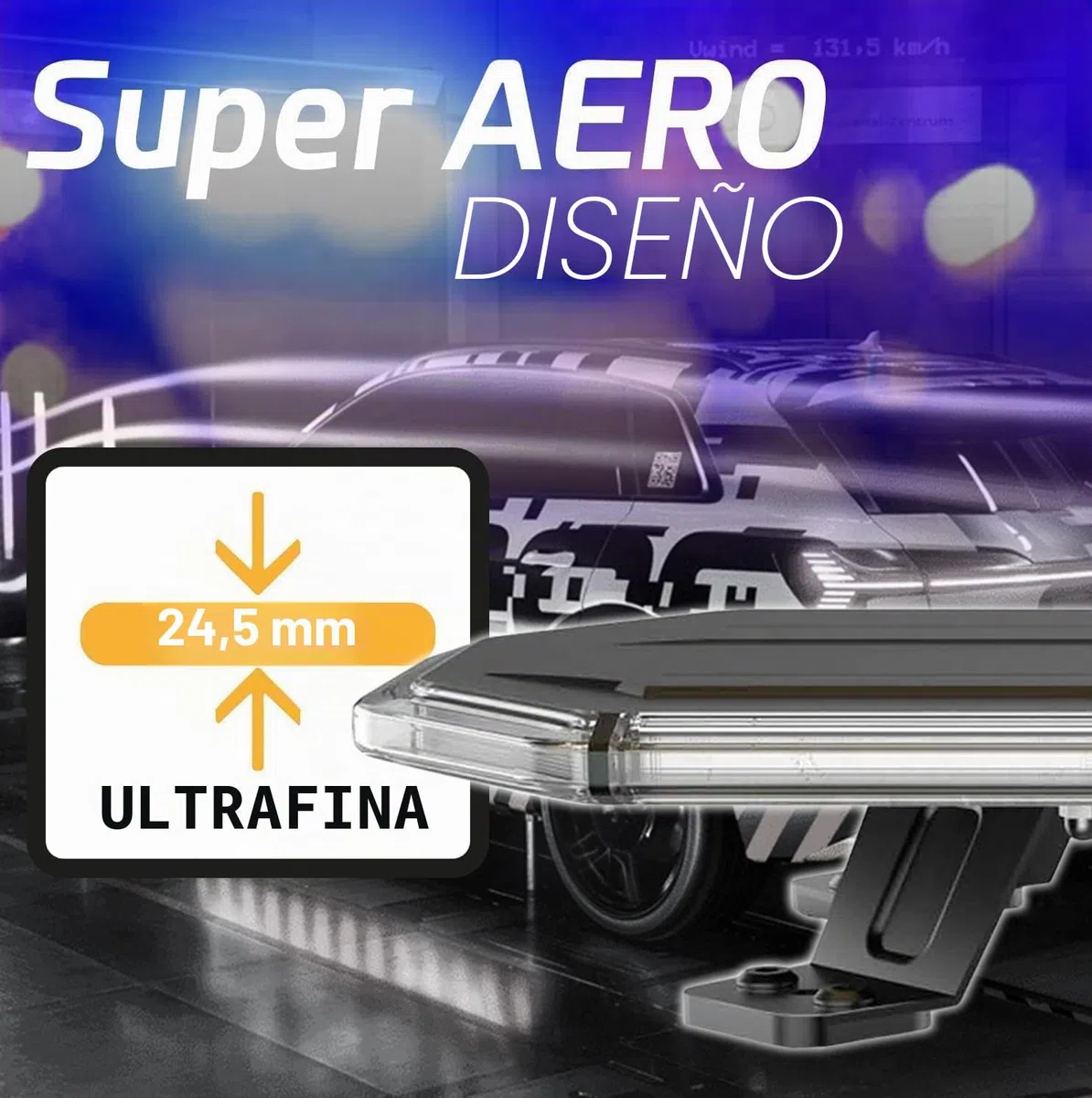 Ryme Automotive Puente de Iluminación con Mando a Distancia - 204 Leds HOMOLOGADO R65 Azul 1.220 mm. Emergencia Homologado Advertencia 10-30 V - 106W - 13 Funciones Slim Aero Techo Vehículo IP67