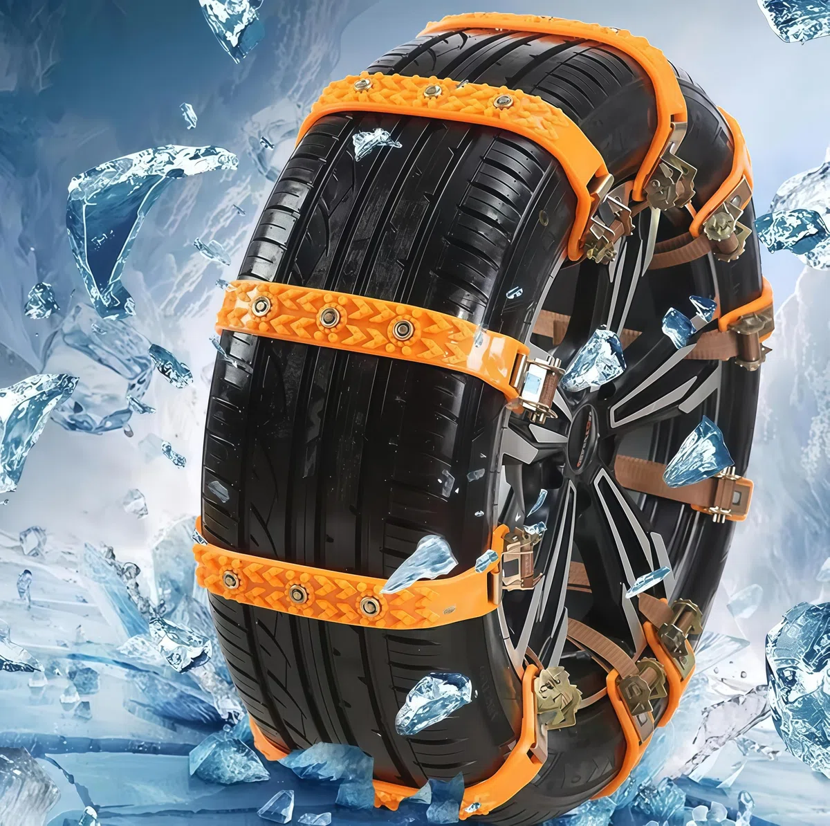 Cadenas de nieve para coche, 10 unidades, con bolsa de almacenamiento y herramientas, para neumáticos de 165 a 265 mm, cadenas de nieve ajustables antideslizantes (clavos de una sola fila)