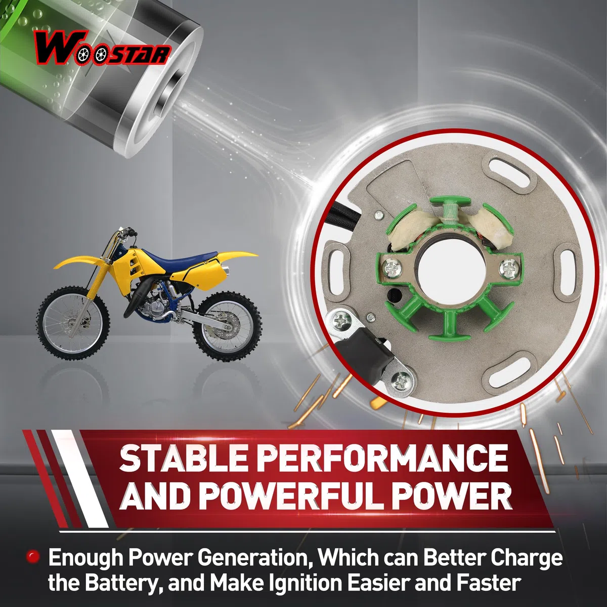 WOOSTAR 6 Bobinas 4 Cable Magneto Estator Reemplazo para Suzuki 1989-1995 RM125 RM250 RM 125 250 OEM 32101-27C00 32101-27C01 32101-27C10 32101-43D00 32101-43D10 32101-28E00