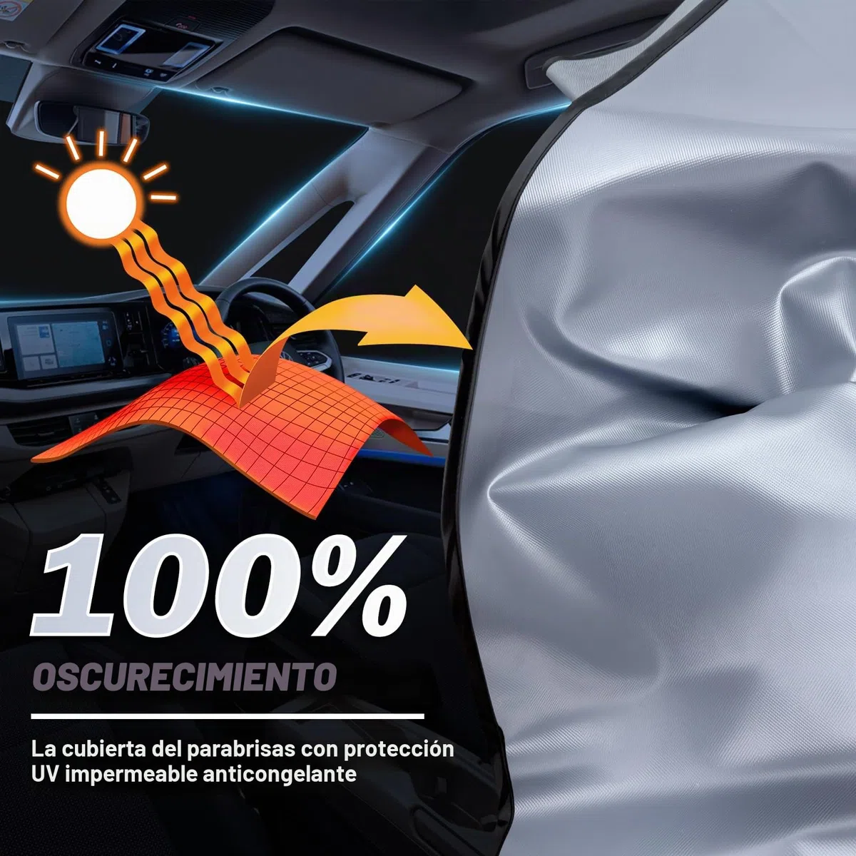 Cubierta de parabrisas frontal compatible con FIAT Ducato Serie 8 a partir de 2006, lona de protección del parachoques para autocaravana, alfombrillas térmicas de alta calidad para protección solar