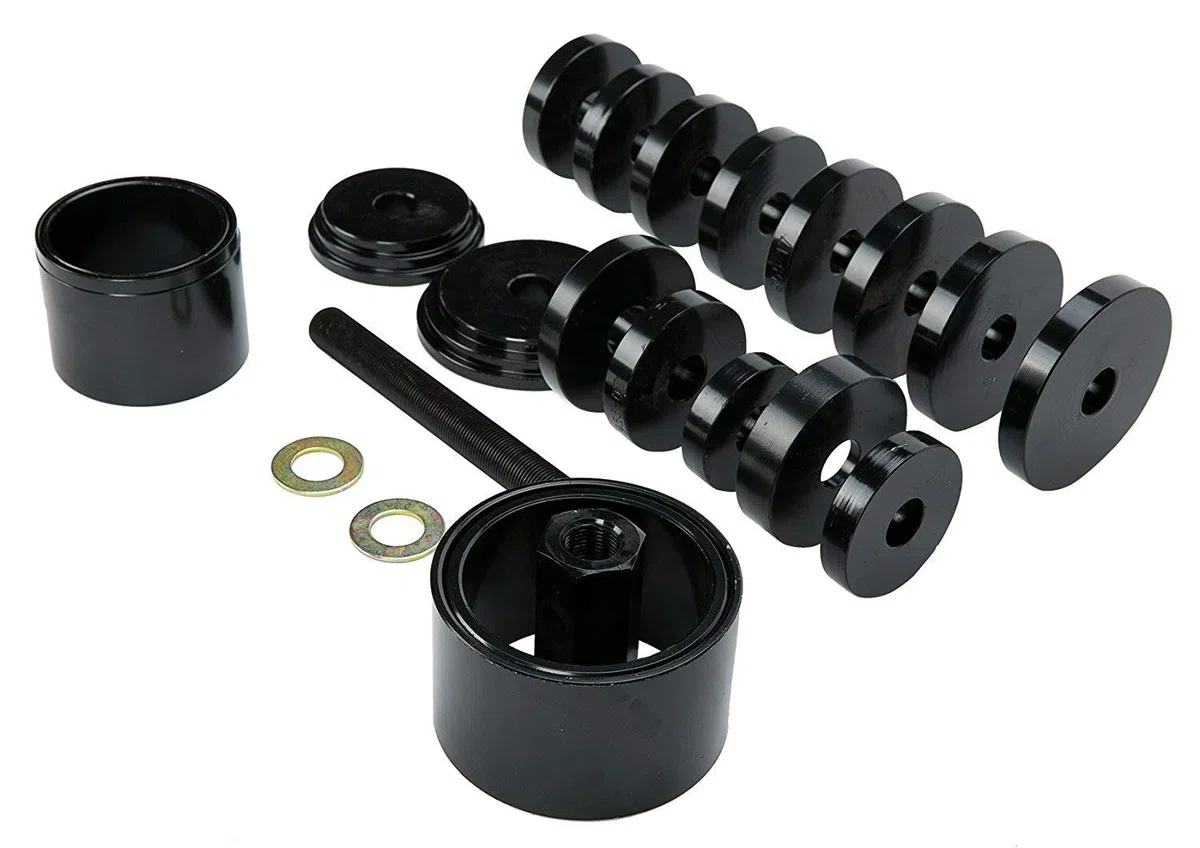 JOMAFA 1143 - Juego de Herramientas para Rodamientos de Rueda – Extractora e Instaladora de Cojinetes y Bujes para Talleres y Mecánicos – 23 Piezas Resistentes, Incluye Adaptadores Universales