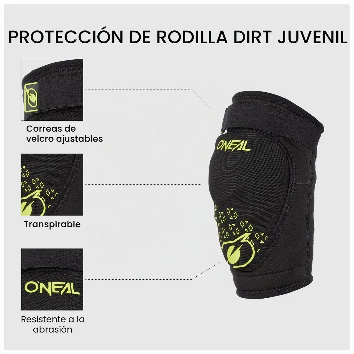 Oneal Dirt V.23 Protectores de rodilla juveniles (Black/Yellow,S/M)
