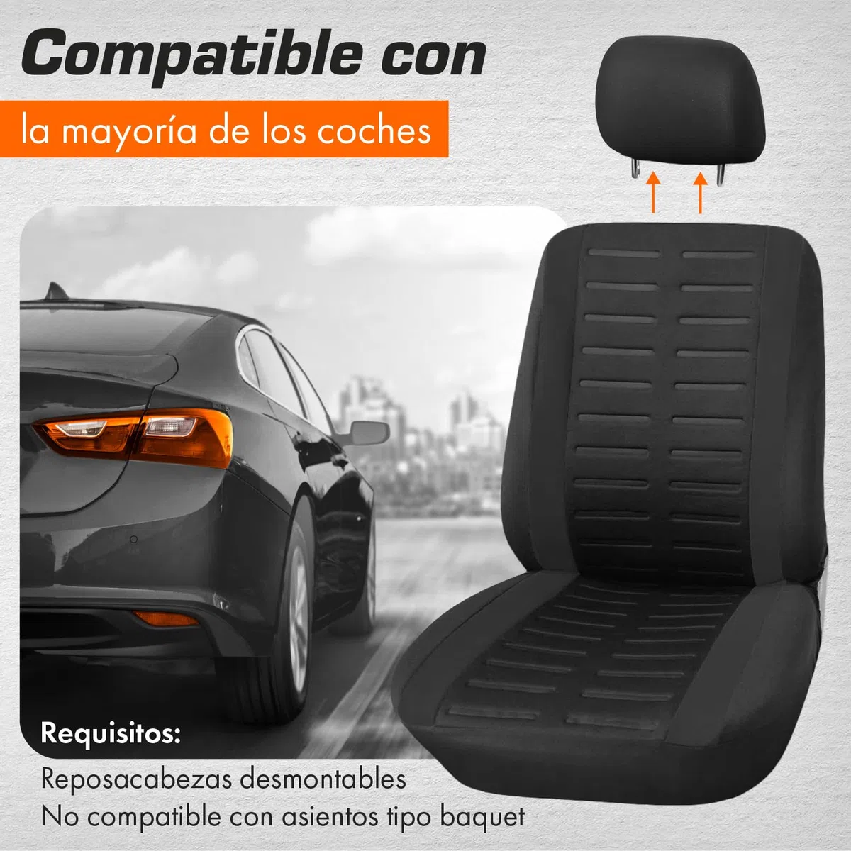 Upgrade4cars Fundas Asientos Coche Universales Negro | Cubre Universal | Protector de Asiento Delantero para Delantero y Trasero | Accesorios Interior Decoracion