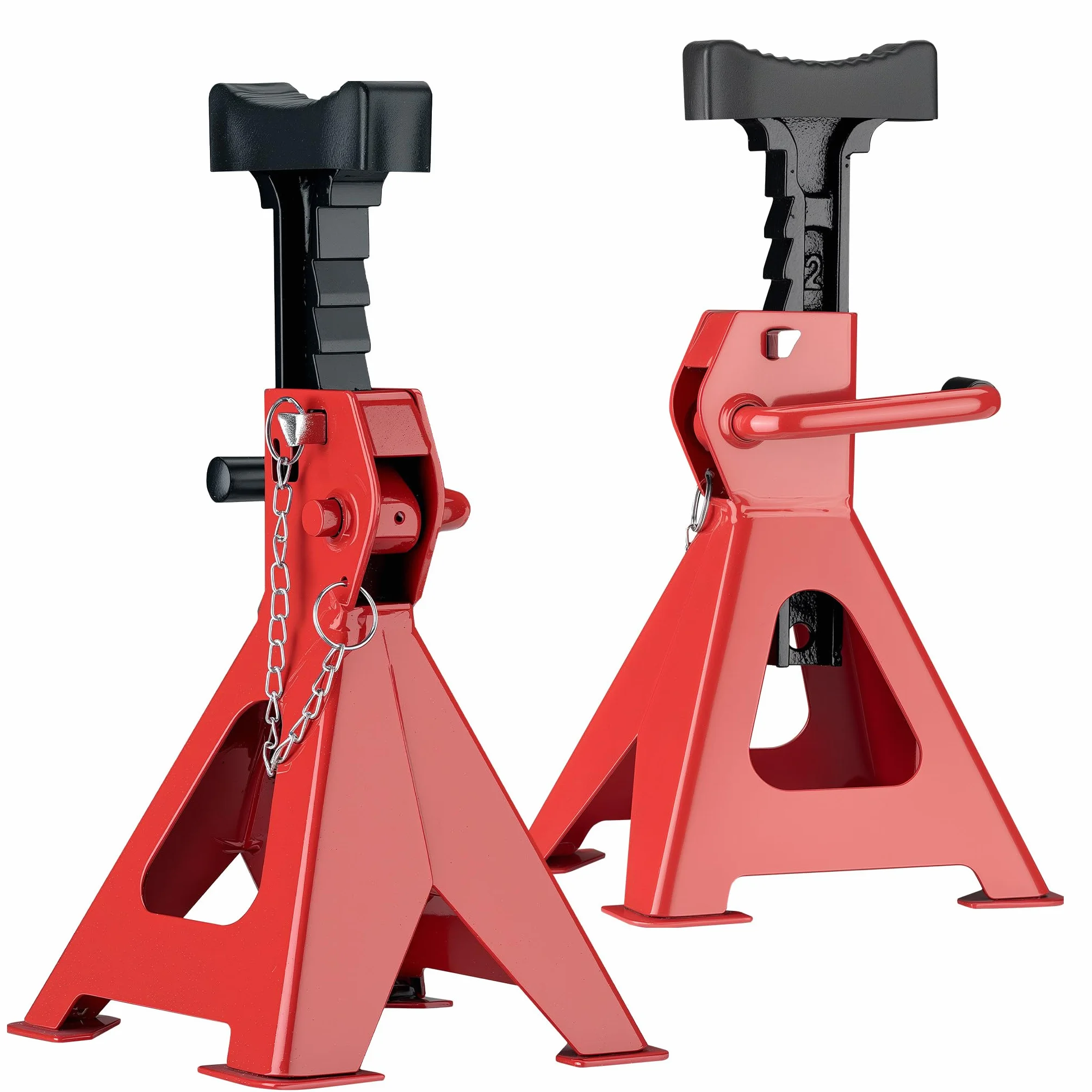 WilTec Set de 2 caballetes para Coches Altura Ajustable 28-42,5 cm hasta 2 toneladas Soportes de Gato Eje de Coche con Doble Bloqueo de Seguridad, Base Amplia Cubierta de Goma Antideslizante