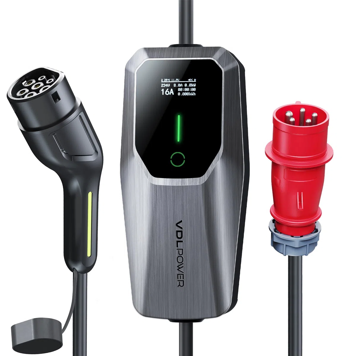 VDLPOWEREU Cargador de Coche Eléctrico 11kW Trifásico Tipo 2 CEE Socket (5 Pin) EV Cargador Wallbox Estación de Carga Móvil Ajustable 6-16A 5 Meter, Cable de Carga Compatible con EV PHEV