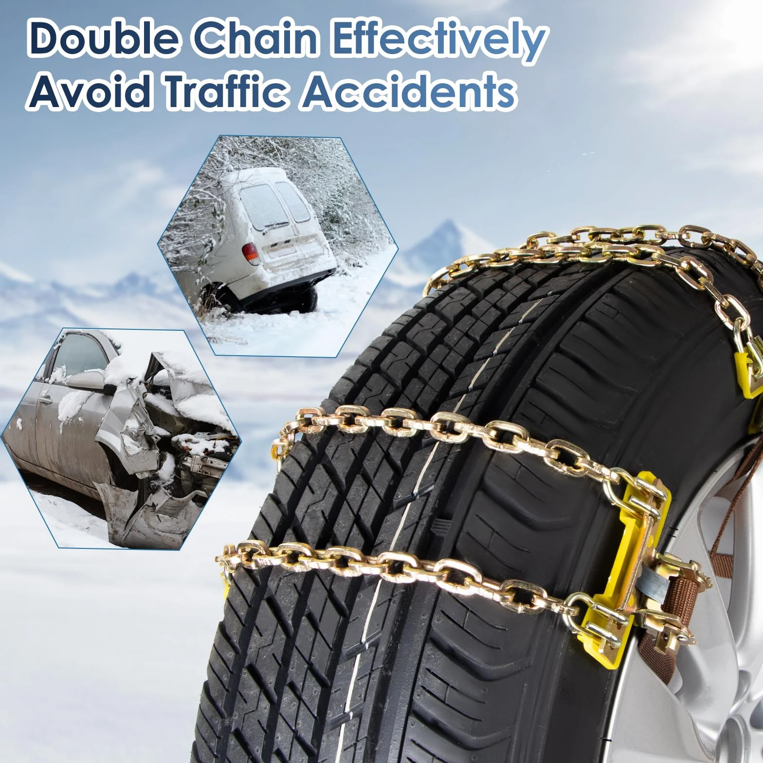 Ninonly Cadenas de Nieve para Coche 6 Piezas Universal Cadenas para Coche con Pala de Nieve de Plástico y Guantes Cadenas para Nieve Fácil de instalar para Automóviles SUV Ancho Neumático 165-265mm