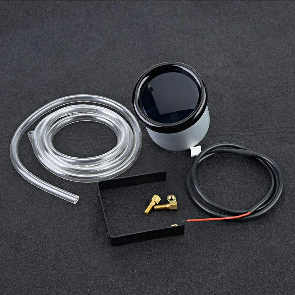 Medidor Turbo Boost, 2 "52 mm Universal Aluminio + Pantalla LED de plástico Medidor Turbo Boost de motocicleta con sensor