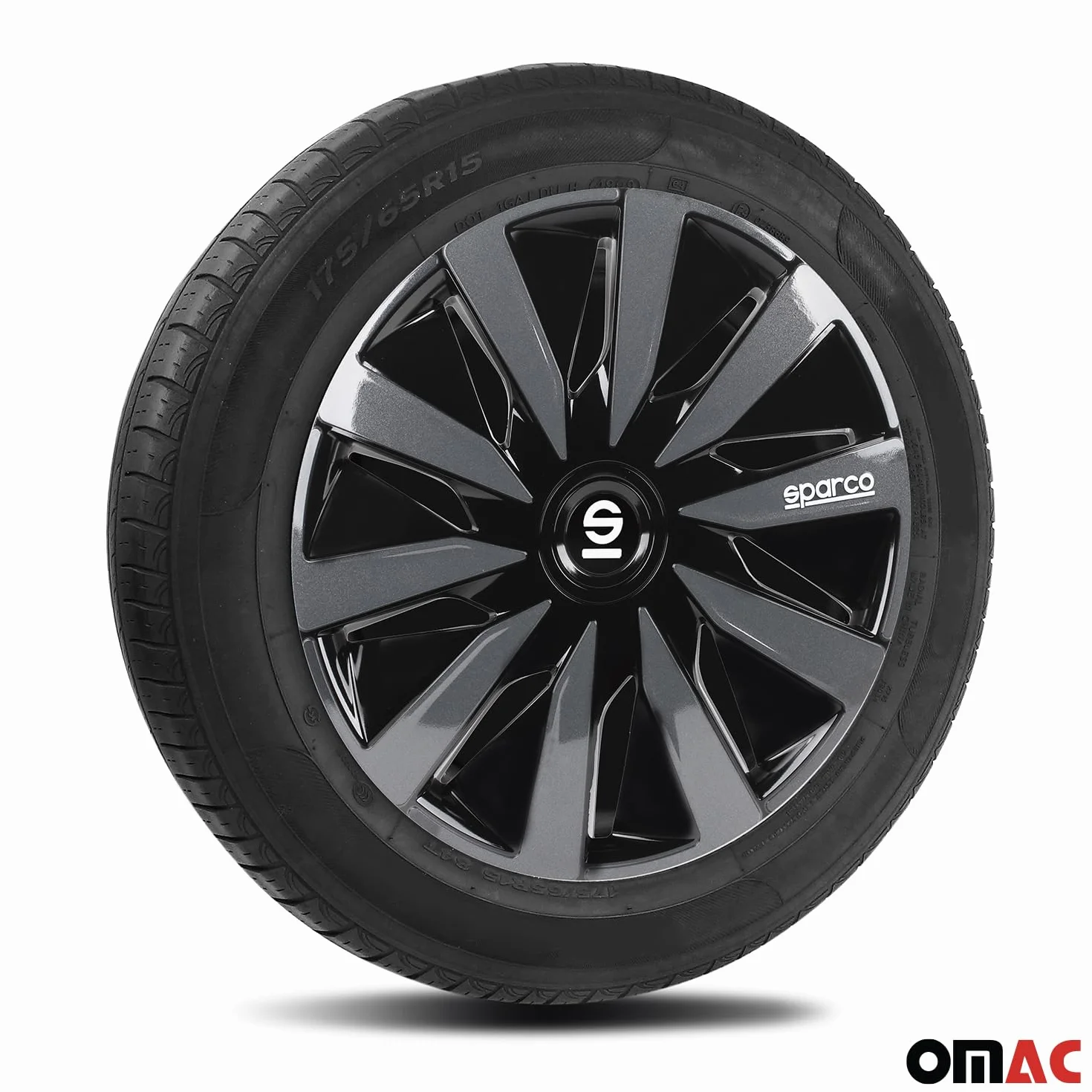 Sparco Cubiertas de ruedas Lazio SPC1691BKGR de 16 pulgadas, negro/gris