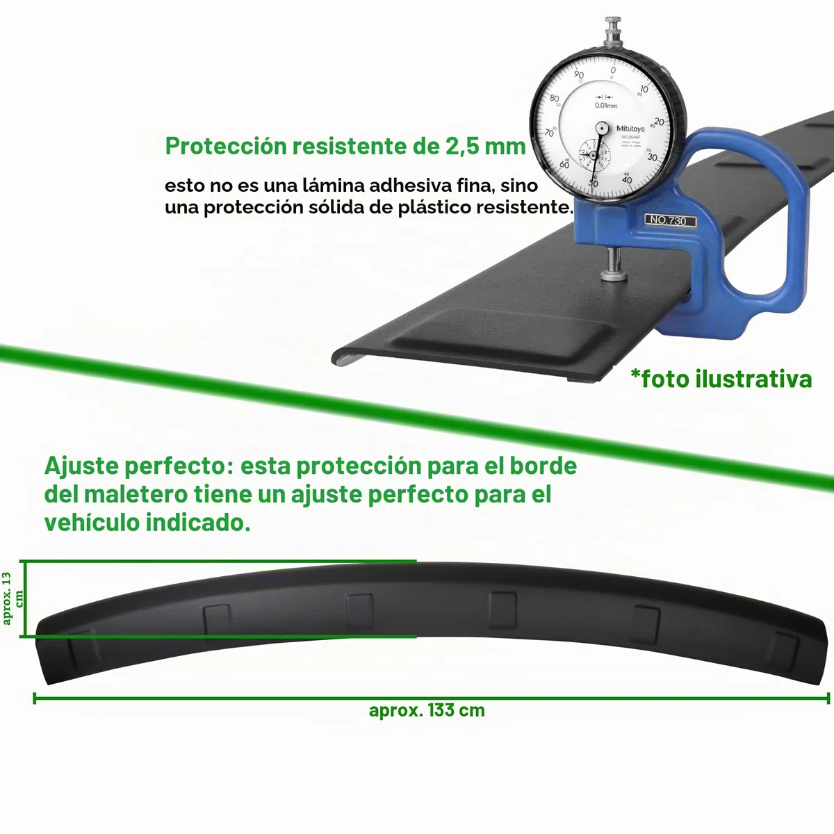 RECAMBO Protector de parachoques de plástico ABS – compatible con VW Caddy III/2K 2C / año de fabricación 2003 – 2015 – resistente y ajuste perfecto – protección óptima para el parachoques