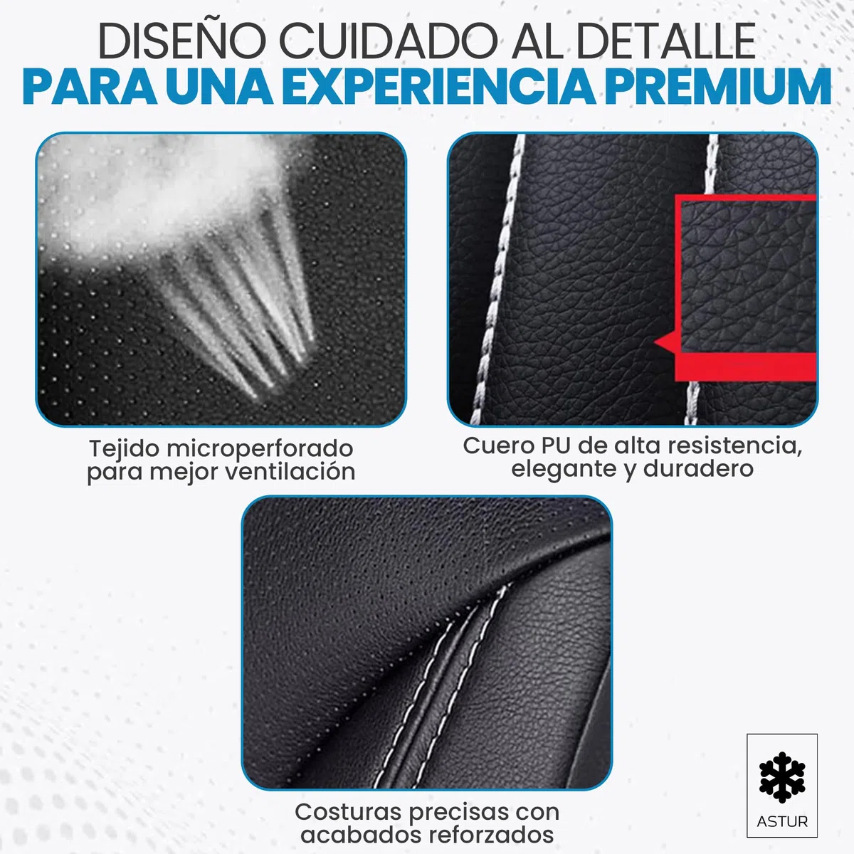 Astur Fundas Asientos Coche universales – Funda Asiento Coche Delantera y Trasera – Protector Asiento Coche Impermeable, fácil de Instalar y Compatible con airbag