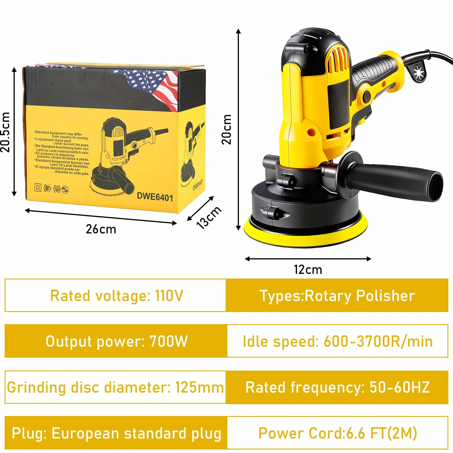 Kit de pulido y encerado para coche de 700 vatios con 6 velocidades variables y 12 accesorios, ideal para detalles, pulido, encerado y eliminación de arañazos