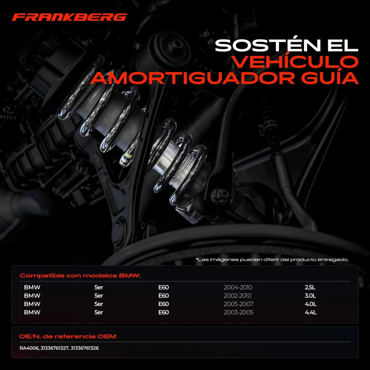 Frankberg 2x Muelles de chasis Muelles de suspensión Compatible con Serie 5 E60 525d 530d 535d 540i 545i 2002-2010 Replace# RA4006,31336761327