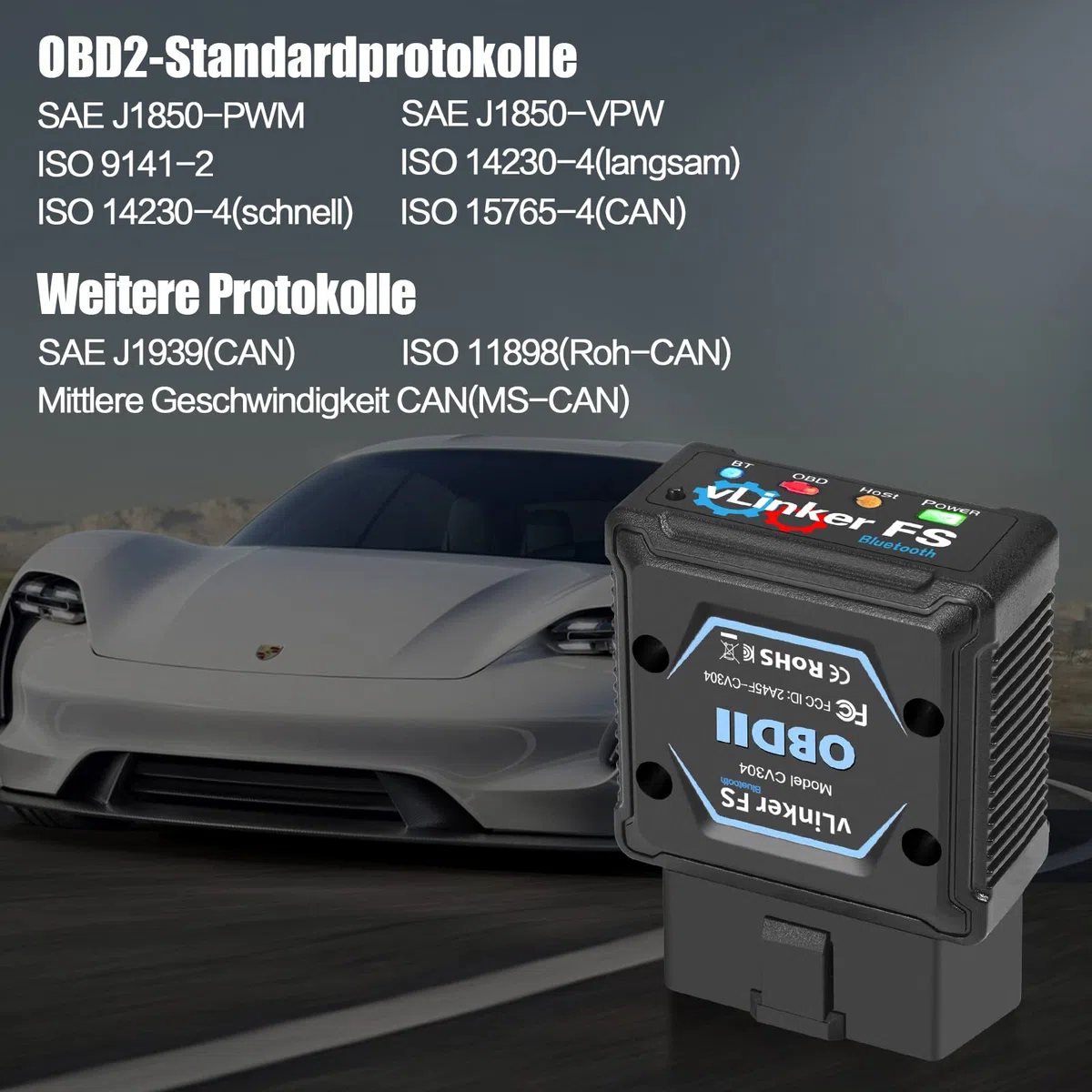 Vgate vLinker FS Bluetooth OBD2 Dispositivo de diagnóstico OBD2 Adaptador Bluetooth para iOS Android y Windows