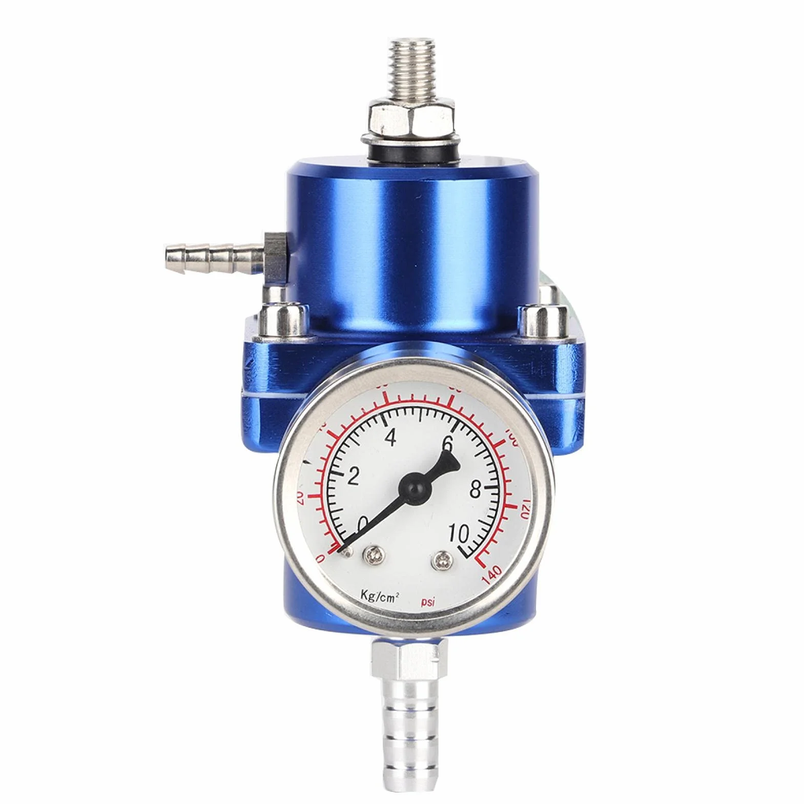 Regulador de presión de combustible, regulador de presión de combustible universal FPR de aleación de aluminio con manguera de calibre 0-140psi ajustable(azul)