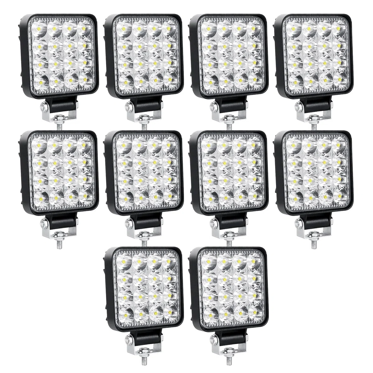 Willpower 10pcs Focos 3.3 Pulgadas 8.4cm 48W Mini LED 12V 24V Barra Luz Trabajo IP67 Impermeable 6000K Antiniebla para Tractor 4x4 Coche Camión Barco Off Road ATV UTV SUV 4WD