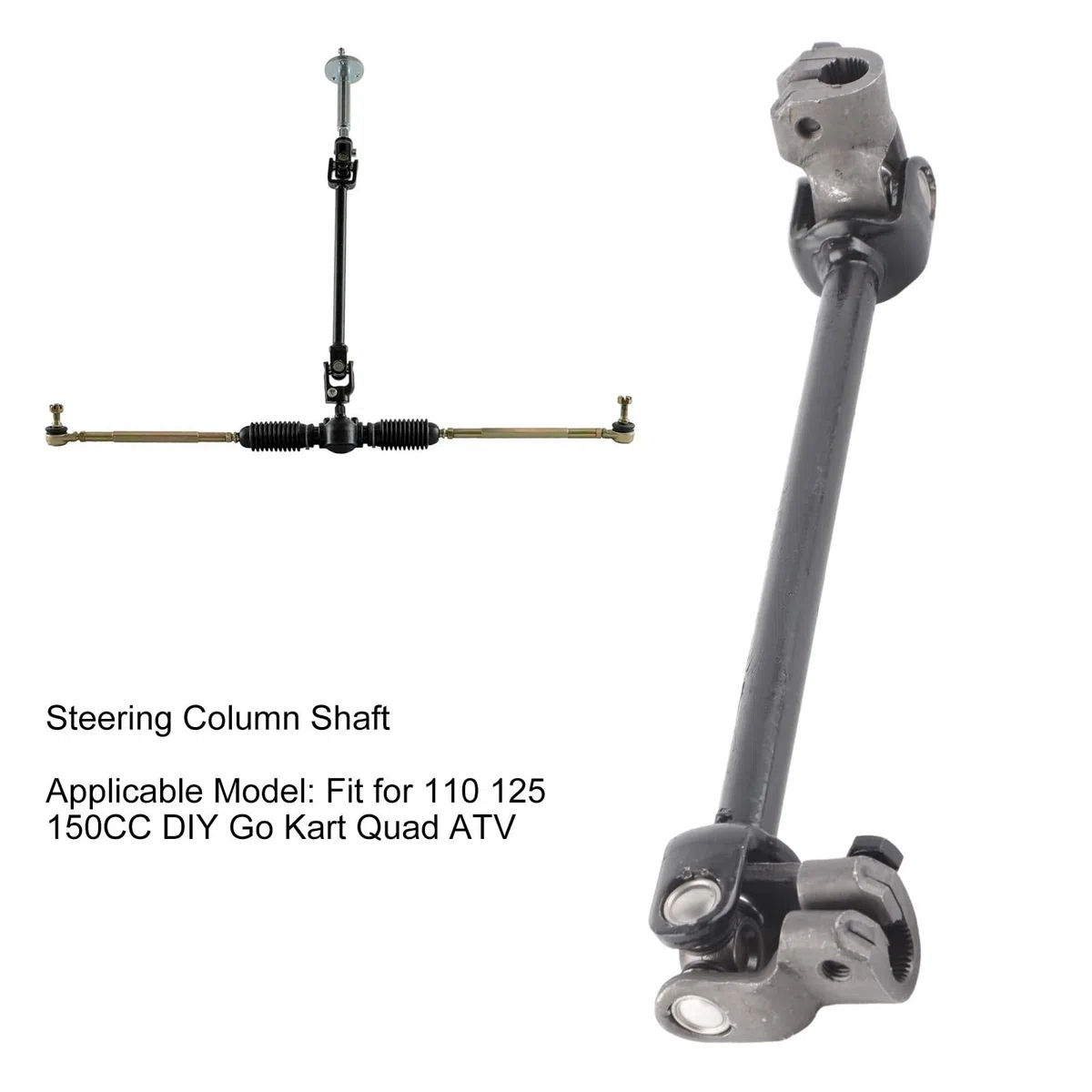 Akozon Eje de Columna de Dirección, 30T 375 Mm Go Kart Engranaje de Dirección Eje de Nudillo Aleación de Acero para 110 125 DIY Go Kart Quad ATV