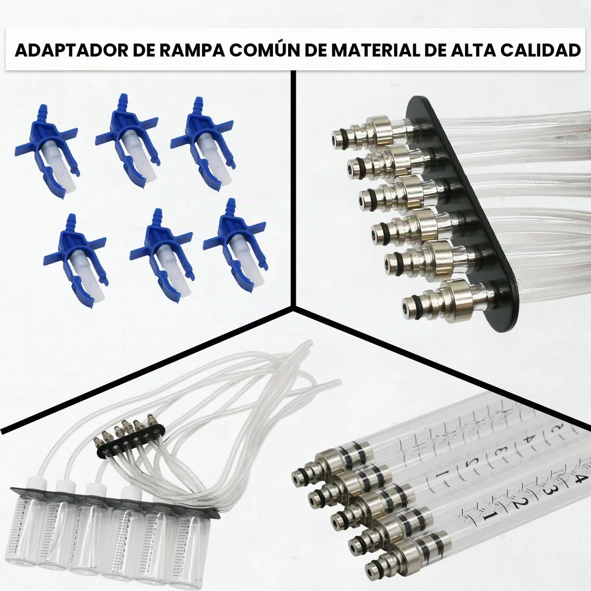 Kit de prueba de fugas diésel, probador de fugas de riel común, probador de fugas de 6 cilindros, medidor de flujo de inyector diésel, kit de prueba de riel de inyección de motor con 24