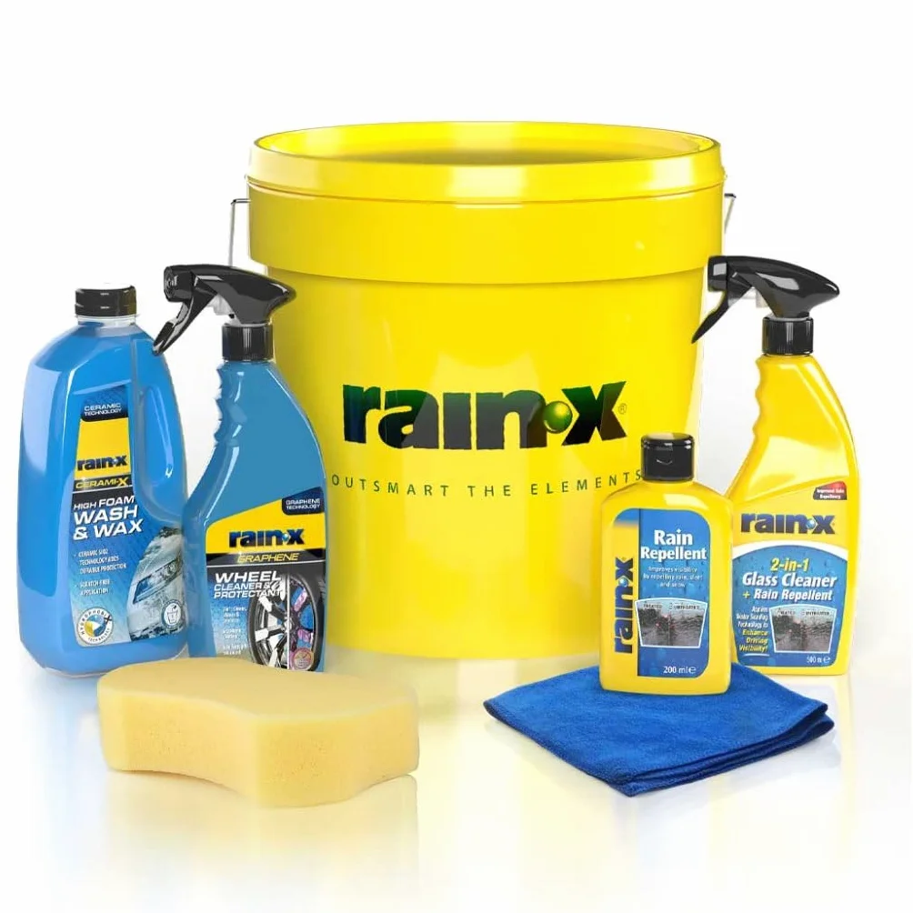 Rain-X Kit Limpieza/Detailing Coche, Antilluvia, Limpiador de Llantas y Accesorios