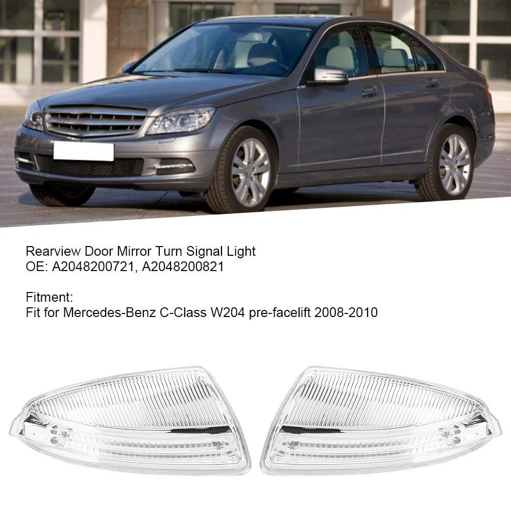 KIMISS Espejo retrovisor LED Luz de señal de 1 par Indicador de espejo de puerta Luz lateral Blub 2048200721 Apto para C-Class W204 2008-2010