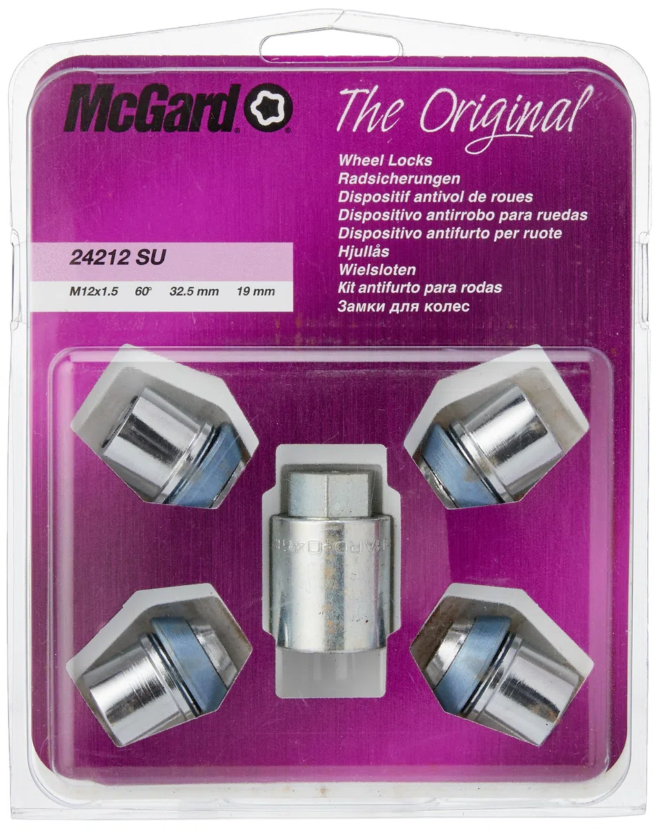 McGard 24212SU Standard - Tuercas antirrobo para ruedas (base cónica, M12 x 1,5, largo 32,5 mm, SW19)