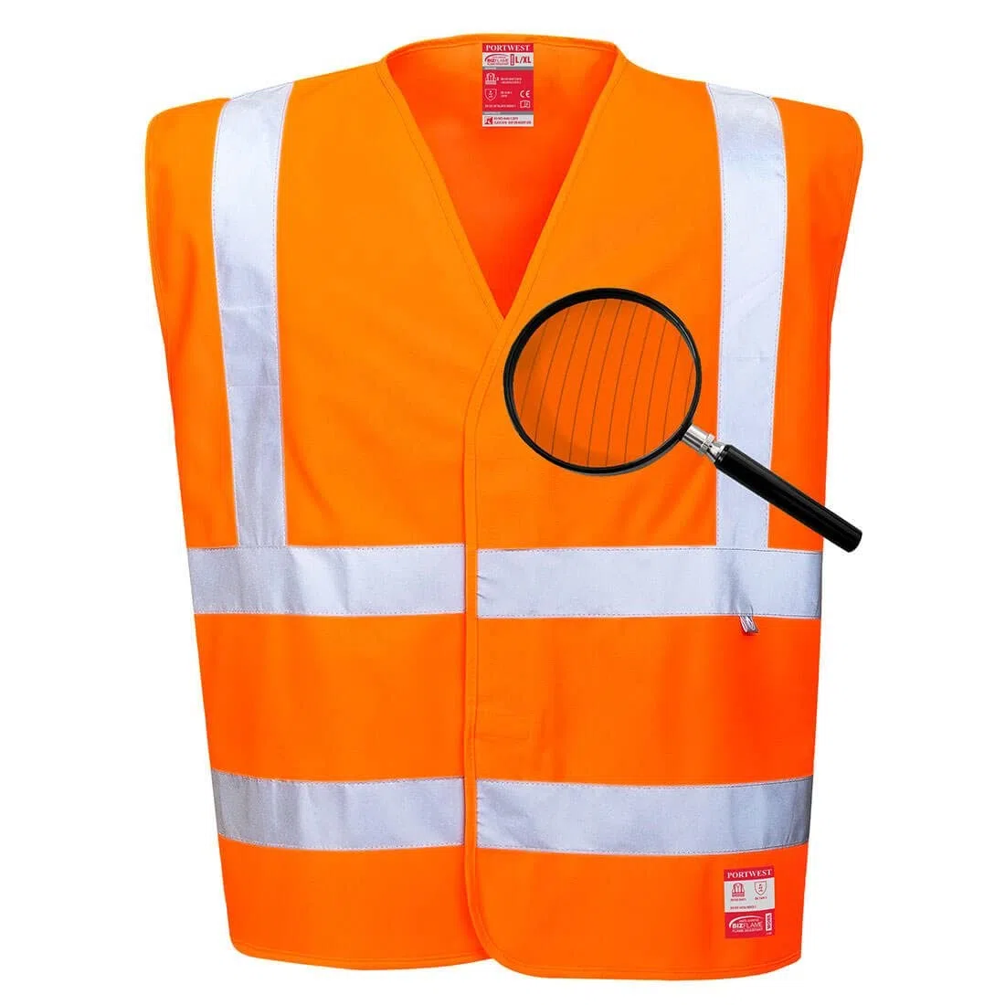 Portwest Chaleco De Alta Visibilidad Antiéstático - Resistente A La Llama, Tamaño: L/XL, Color: Naranja, FR71ORRL/XL
