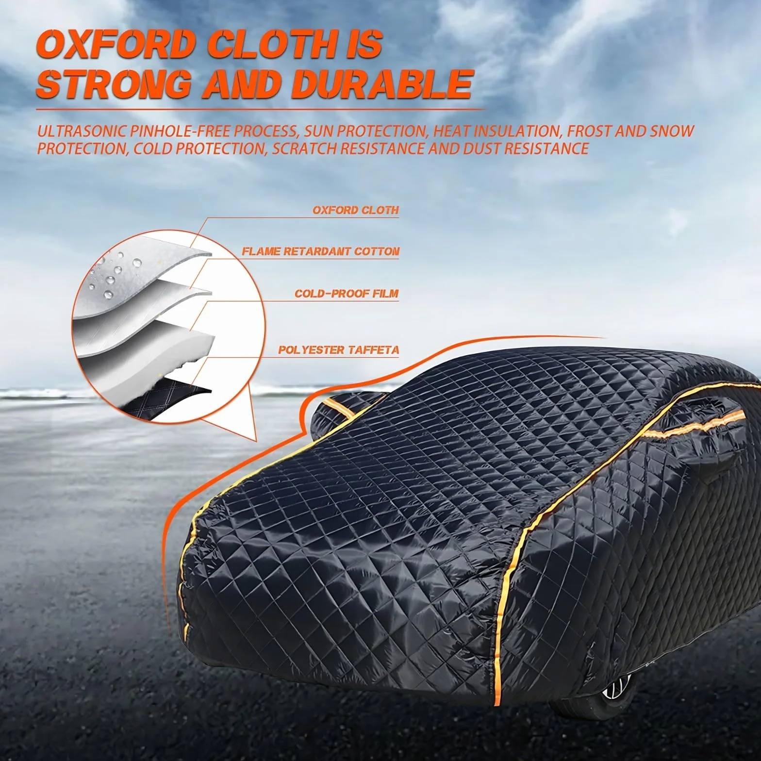 Funda Coche Exterior para Citroen DS7 Crossback, Funda para Coche Exterior Transpirable, Cubre Coche Resistente al Sol, a la Lluvia y al Polv para Todo Tipo de Clima