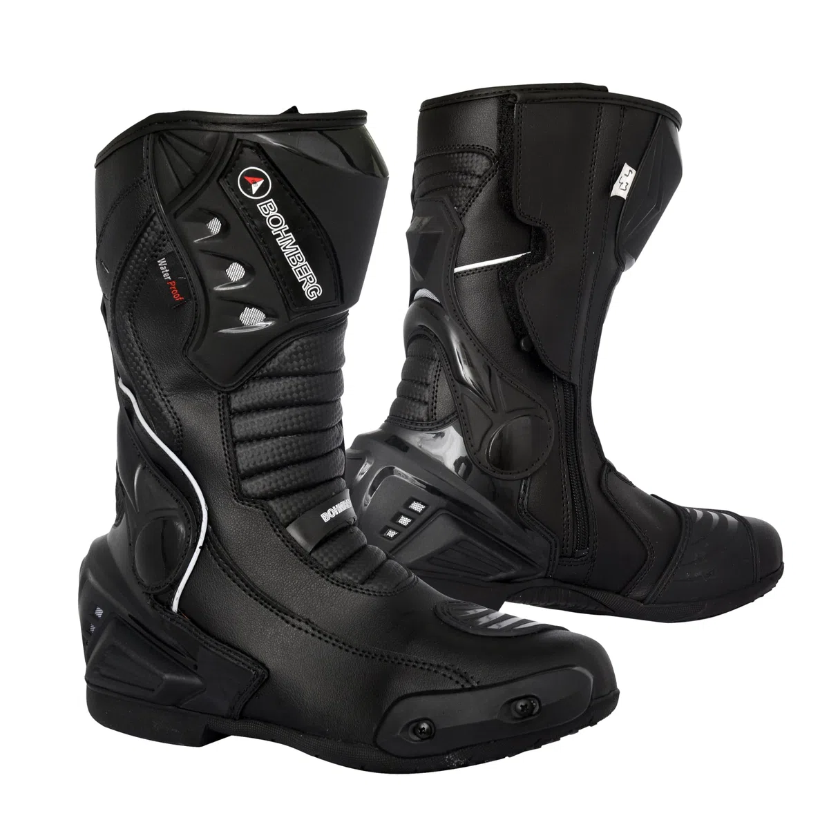 Bohmberg Botas de moto para hombre, deportivas, de piel, estables,protectores reforzados integrados, con protección en los tobillos, ergonómicas, botas moteras, biker, motorista - 42