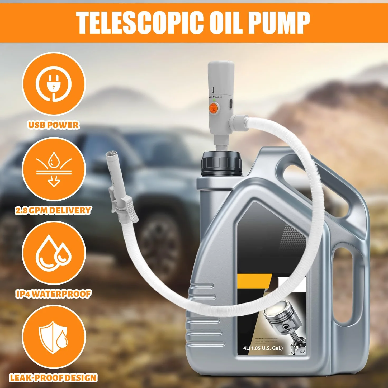 Bomba de gasolina para bidón – Doble alimentación (USB-C/AA), 3,2 GPM, bomba de transferencia de combustible eléctrica con parada automática, bomba de aceite eléctrica portátil, manguera de 51