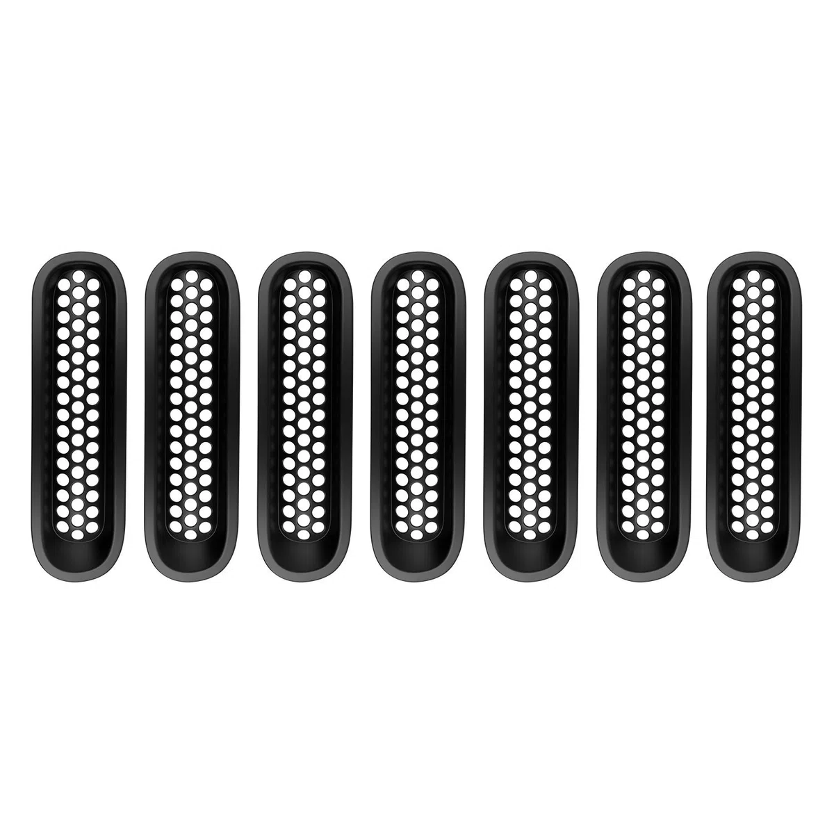 Insertos de rejilla frontal de malla negra mate para Wrangler JK 07-15 (paquete de 7)