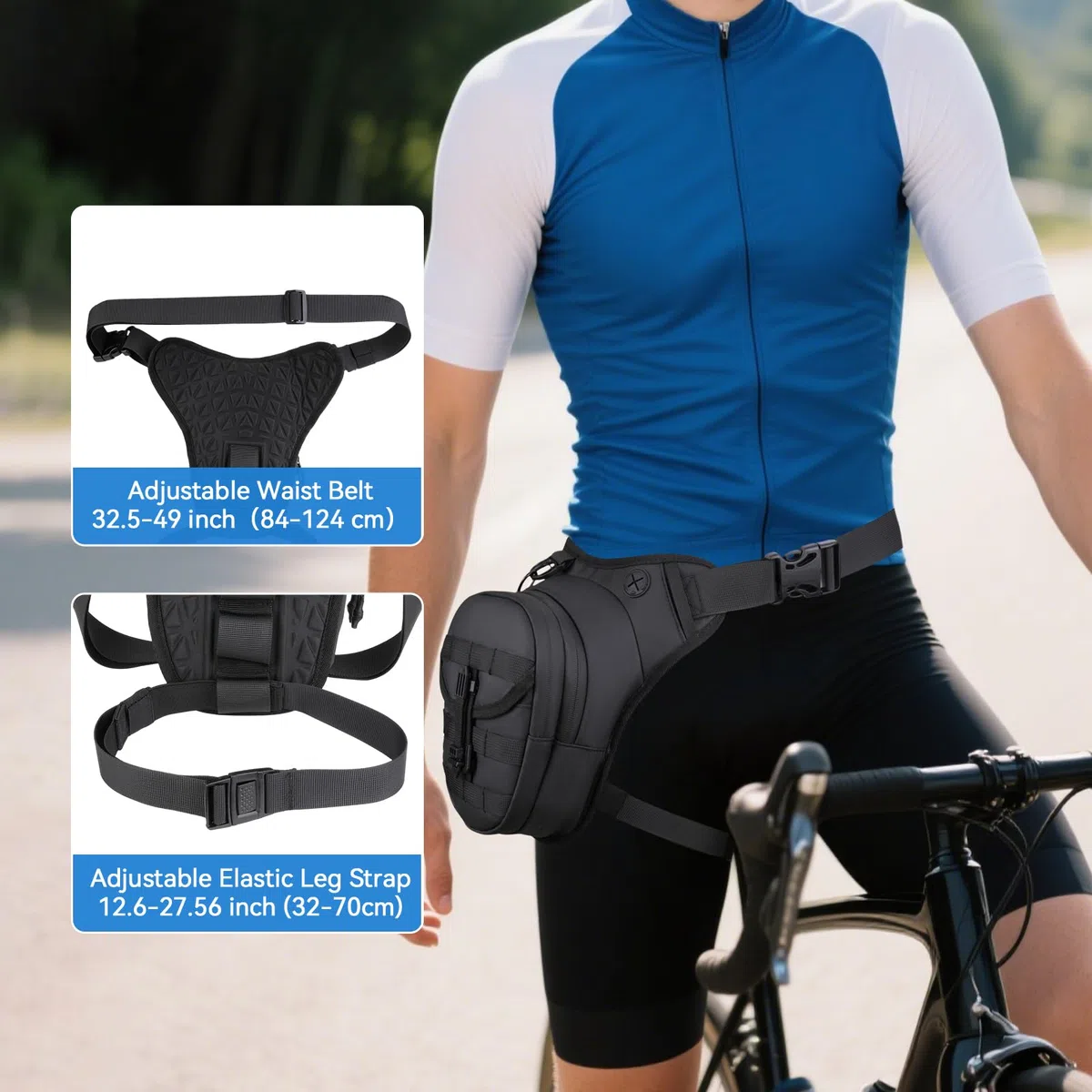 MOSISO Bolsa Muslo Bolsa Pierna Moto para Hombre y Mujer, Universal Expandible y Multifuncional Bolsas Almacenamiento Bolsas Táctica Pierna Resistente Agua para Deportes al Aire Libre Ciclismo,Negro