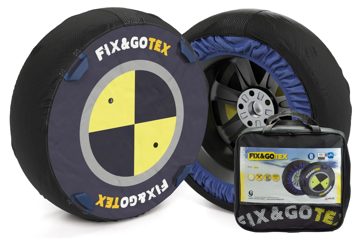 SNOVIT Fix&GO Tex Talla L1 - Cadena de Nieve Textil. Turismo, SUV, 4X4 y Furgoneta. Certificación ÖNORM EN-16662-1. Set 2 Uds.