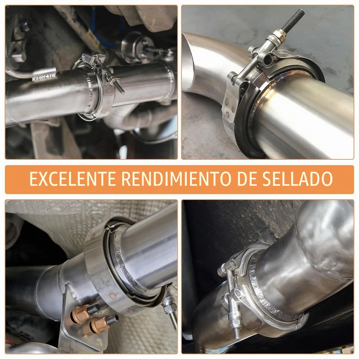 Abrazadera V-Band + Bridas Ø 63,5 mm (2,5 pulgadas) Kit completo en Acero Inoxidable 304 Abrazadera de cierre rápido para escape y turbo con anillos de centrado y abrazadera para tubo de turbo