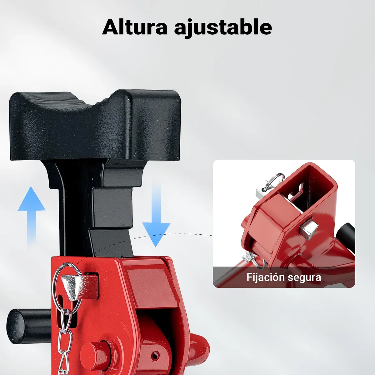 WilTec Set de 2 caballetes para Coches Altura Ajustable 28-42,5 cm hasta 2 toneladas Soportes de Gato Eje de Coche con Doble Bloqueo de Seguridad, Base Amplia Cubierta de Goma Antideslizante