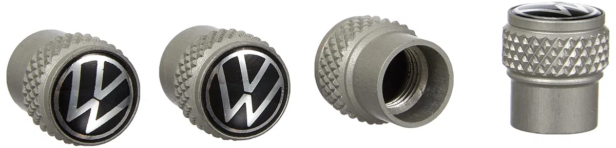 Volkswagen 000071215E - Tapones de válvula para válvulas de Aluminio, Color Plateado