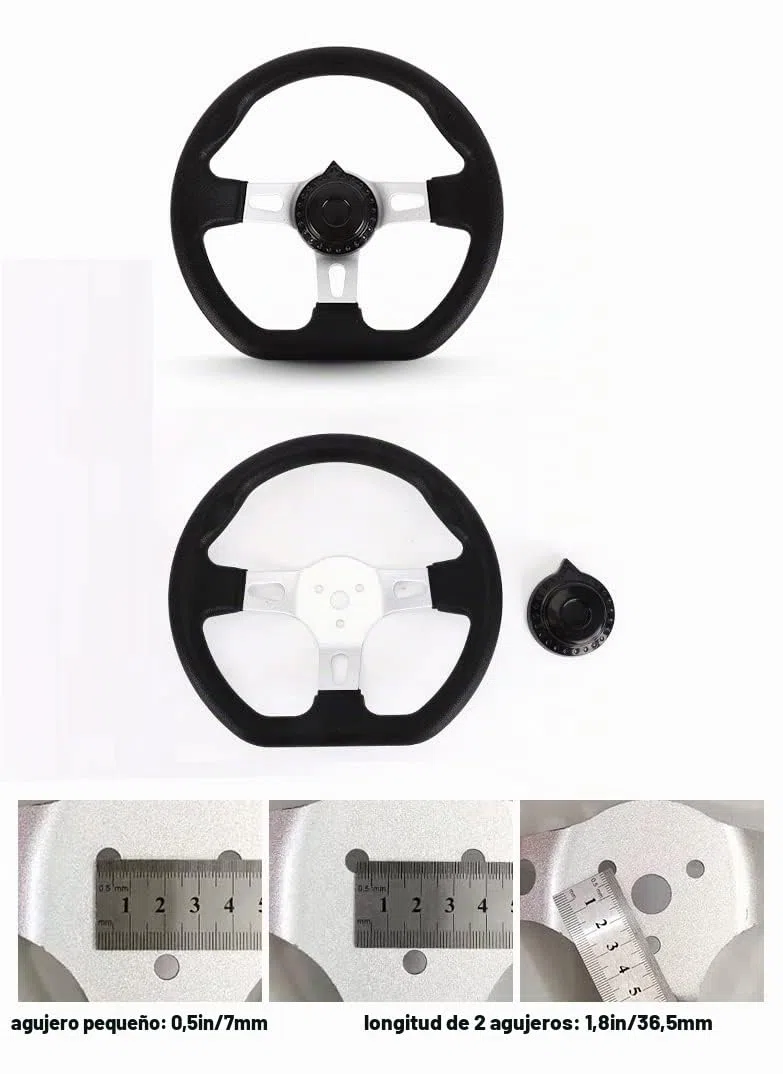 Volante de kart de 27 cm, 3 radios de liberación rápida, interior con agujeros para Go Kart, playa, kart, repuesto universal (27 cm, negro)