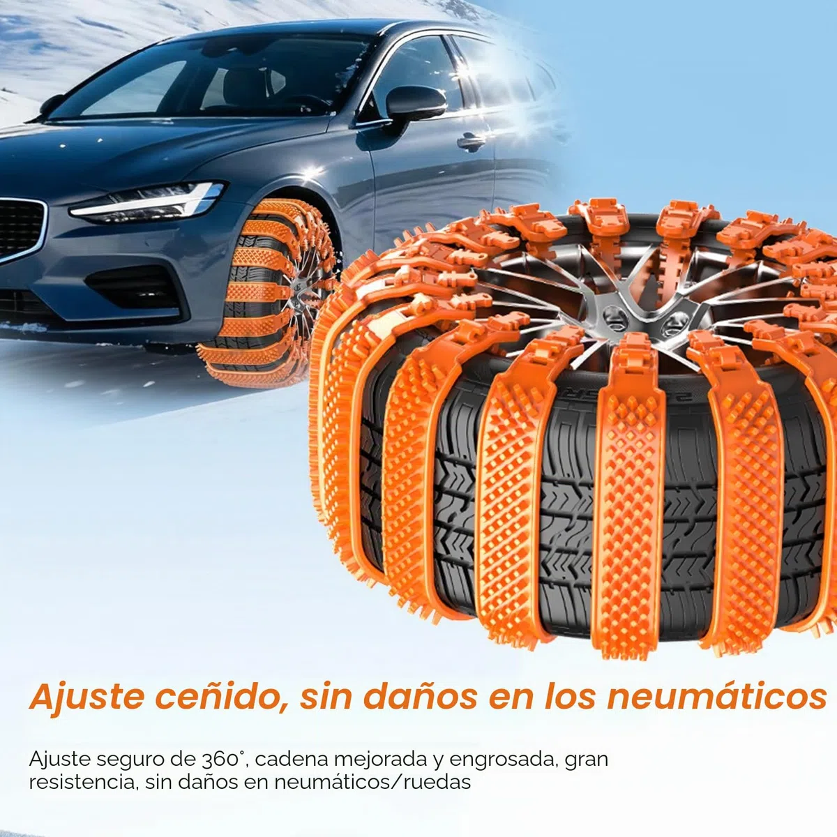 Cadenas de Nieve Automáticas Universal - Tipo de Chenille de Fijación Rápida para Neumáticos 165-255 - 10 Piezas Antideslizante de Emergencia para Vehículo, SUV, Camión