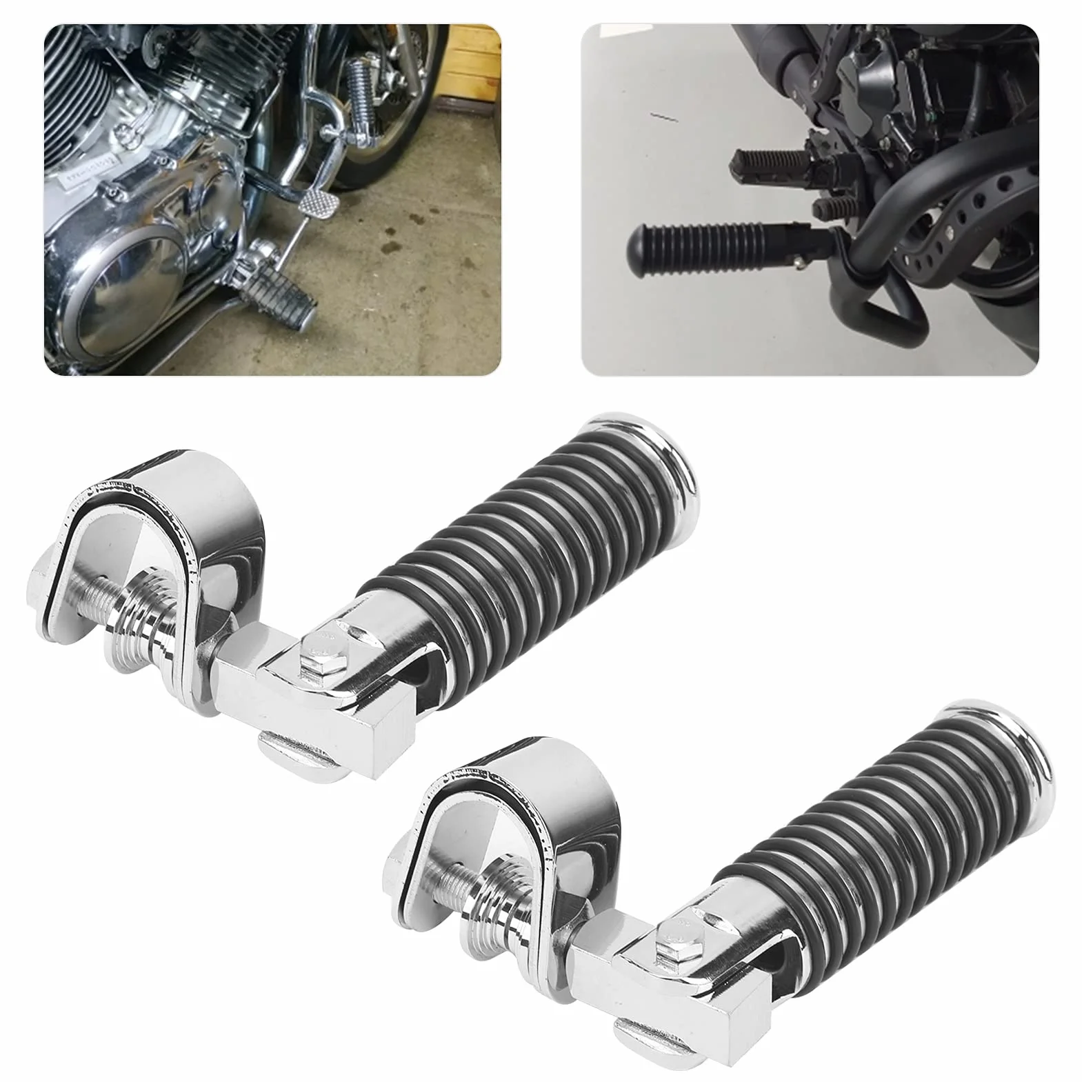 Estribos para Moto, Akozon 1 Par Soporte para Reposapiés de Abrazadera de Pedal de Motocicleta Partes de Motocicleta para Protector de Barra de Choque de Motor de 1 Pulg.(Color Acero Inoxidable)