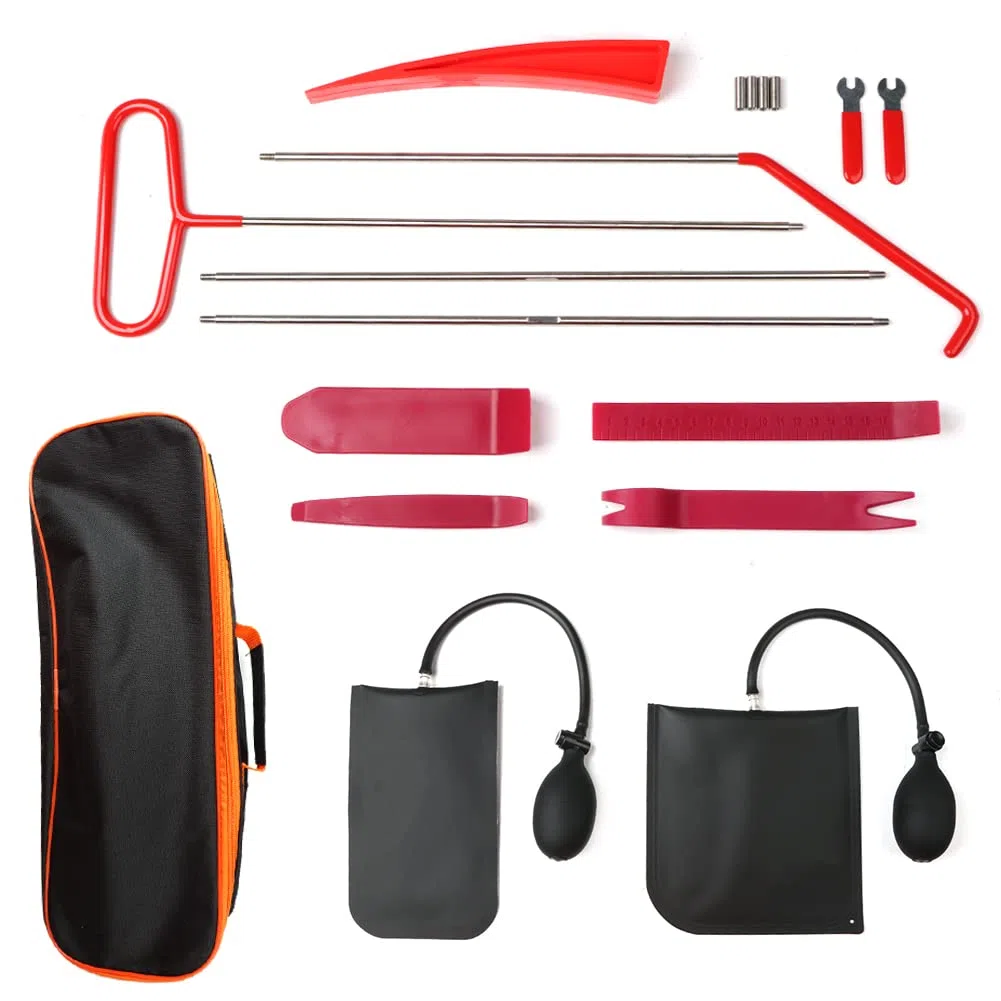 Kit de Herramientas de Apertura de Cerraduras, con Cuña Que ​no Deja Marcas y Bolsa de Aire, Herramienta de Largo Alcance, Herramienta de Desmontaje de Coche,Desmontar el Salpicadero Radio Coche