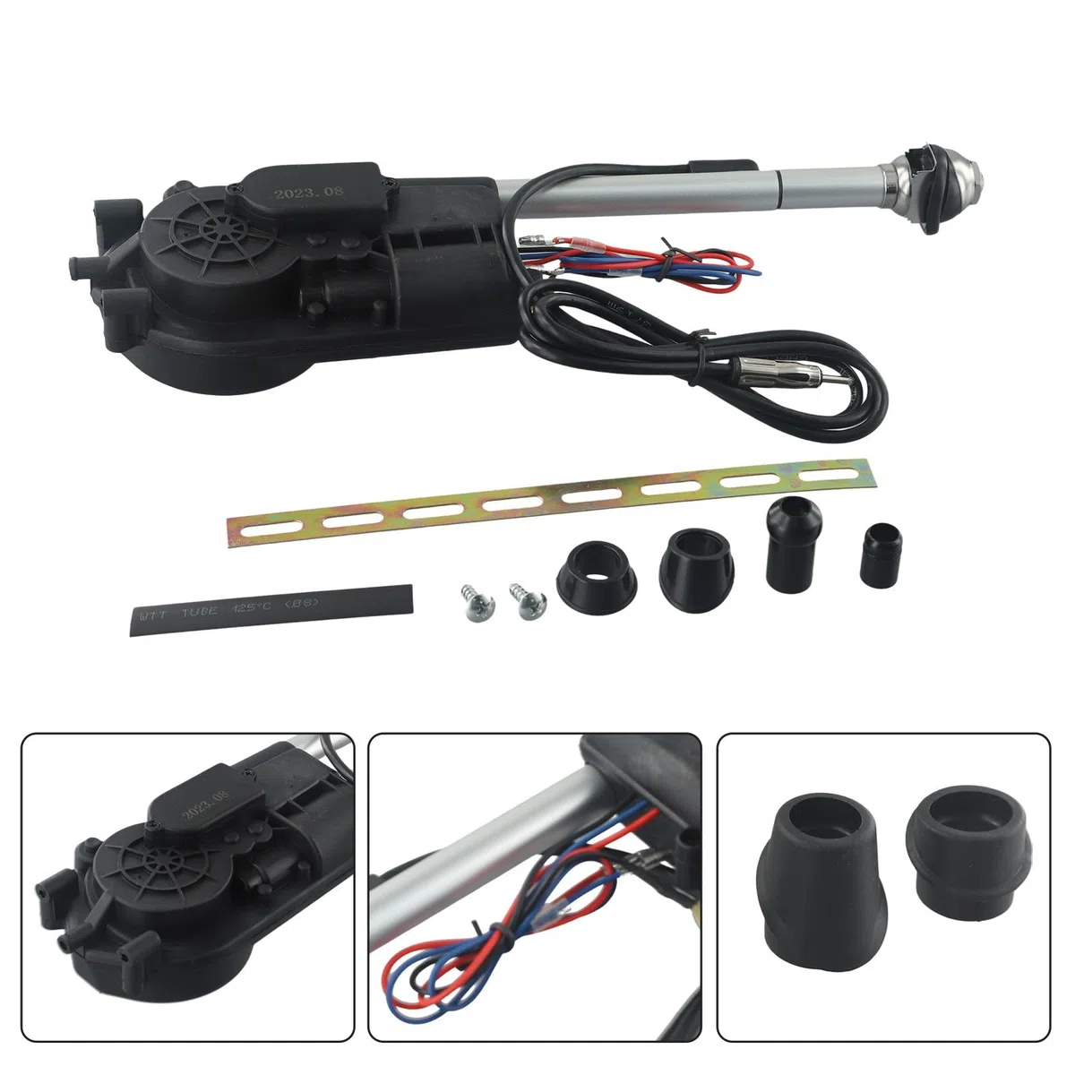 Kit de repuesto de antena de alimentación automática para Mercedes para Benz W140 W126 W124 W201, 75 cm, mástil de 5 secciones, antena eléctrica AM/FM con cable de 120 cm, compatible con modelos S