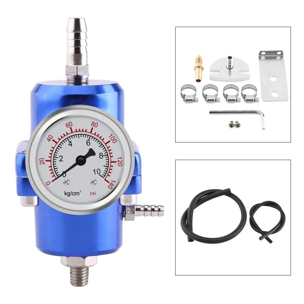 Regulador de presión de combustible con manómetro-tomei regulador presion gasolina-Regulador de presión de combustible de aleación de aluminio Duokon, regulador de presión universal FPR con manguera