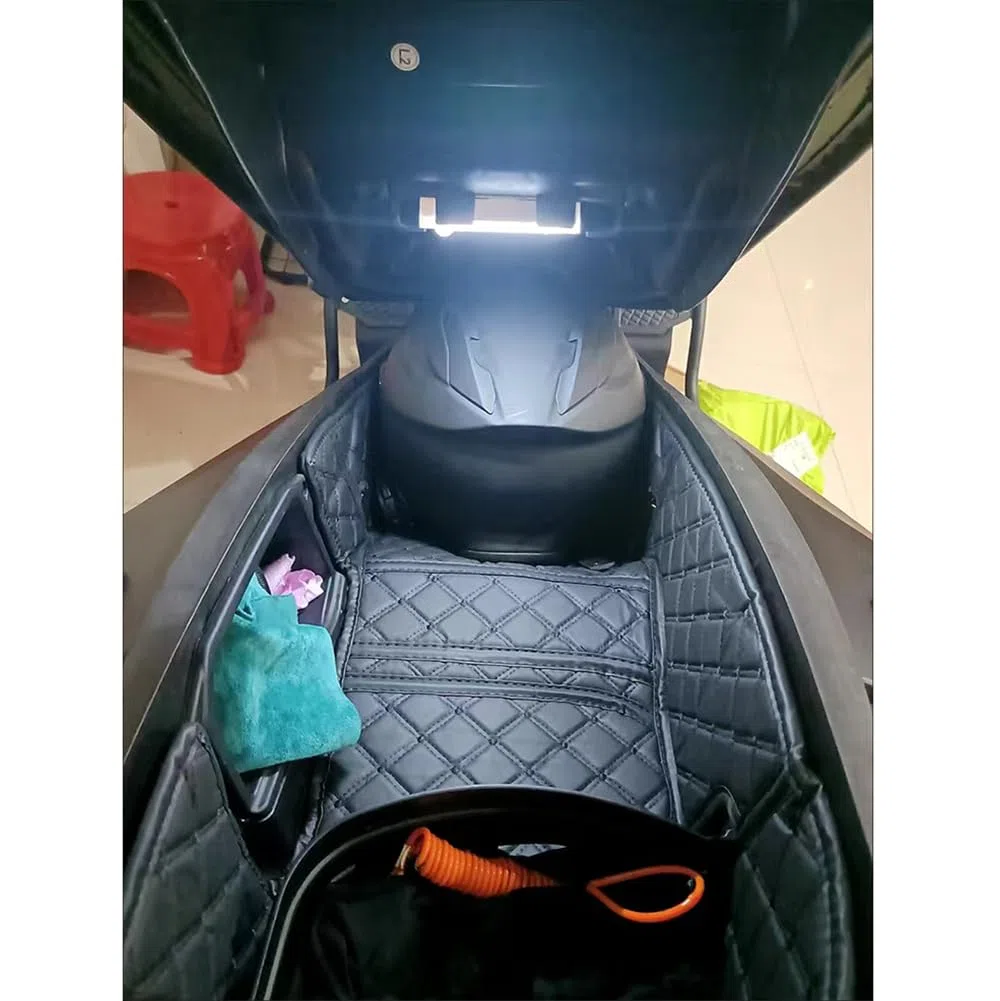 para ADV350 ADV 350 Fuerza350 NSS350 Fuerza300 350 Accesorios Motocicleta Tronco Trasero Cojín Interior Asiento Cubo de Almacenamiento Estante Forro Pad (Negro)
