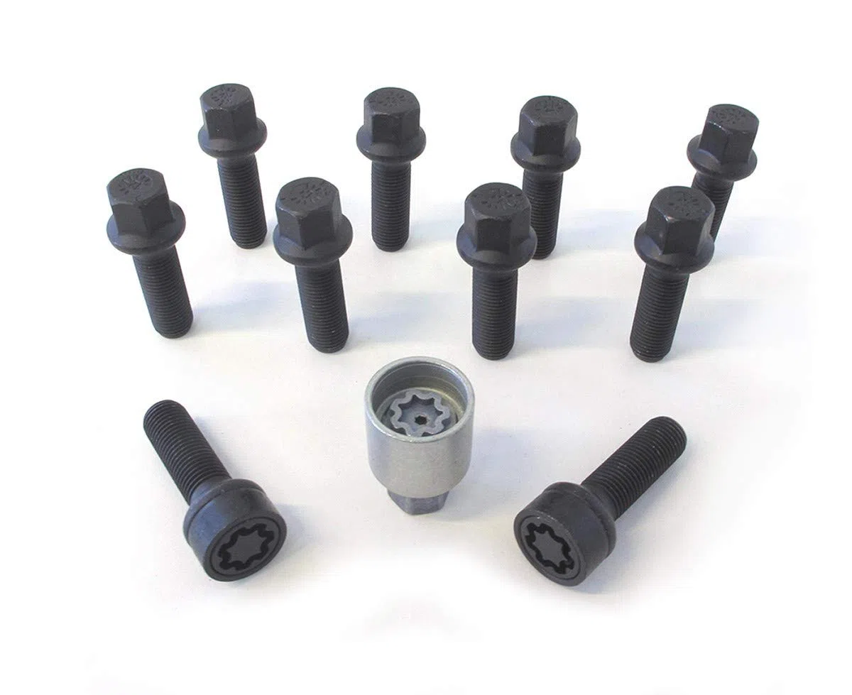H&R Juego de Tornillos de Rueda Esféricos R14 M14x1.50 - Longitud 45mm - Negro - 10 Piezas - Incl. Tornillos Antirrobo