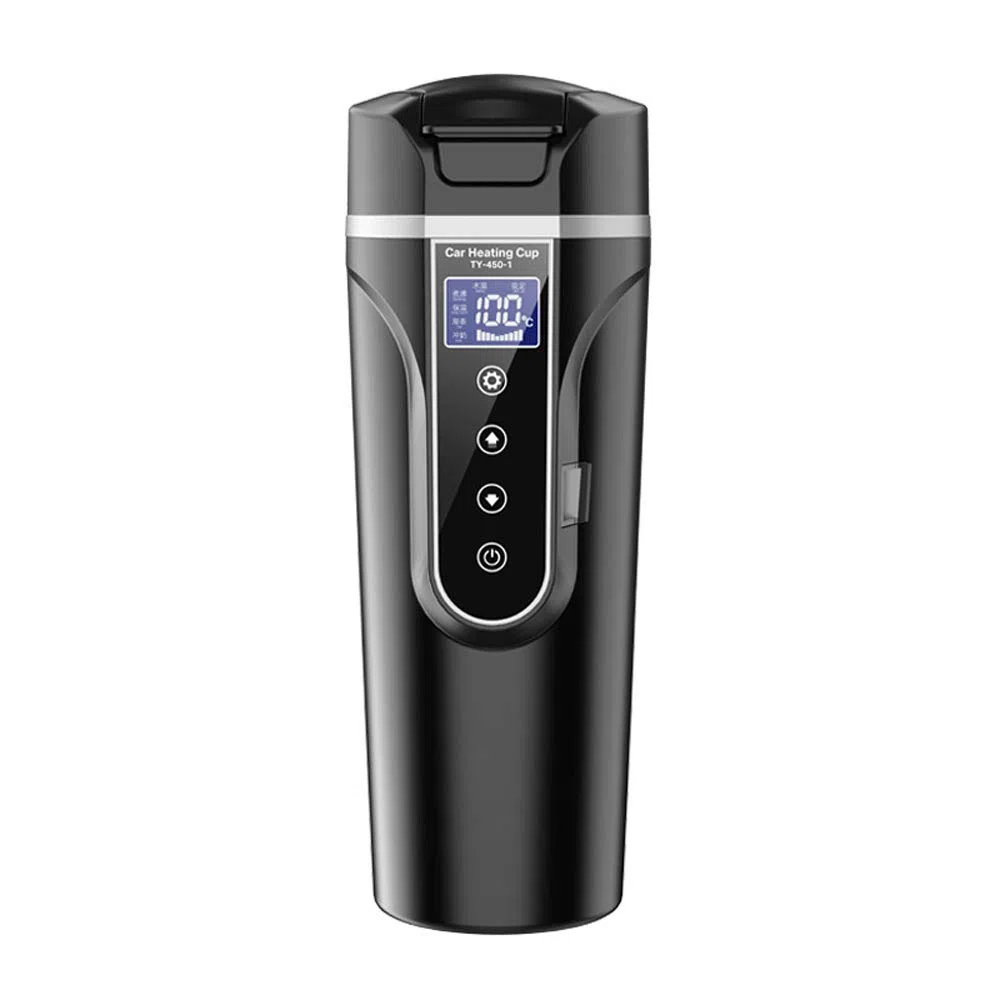 Taza de agua calentada para vehículos (12,0 V, 24 V, camión, hogar, vehículos, calentadores de agua, pequeños aparatos eléctricos, hervidor de agua, pantalla LCD