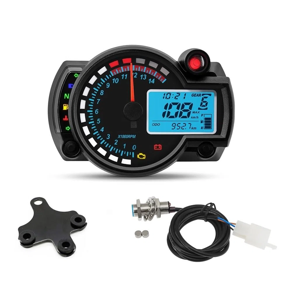 Cuentakilómetros Motocicleta Velocímetro Digital Universal para Motocicleta, con LED, para Tablero De Instrumentos, para Motocross, con Contador De Horas, Velocímetro Y Odómetro.