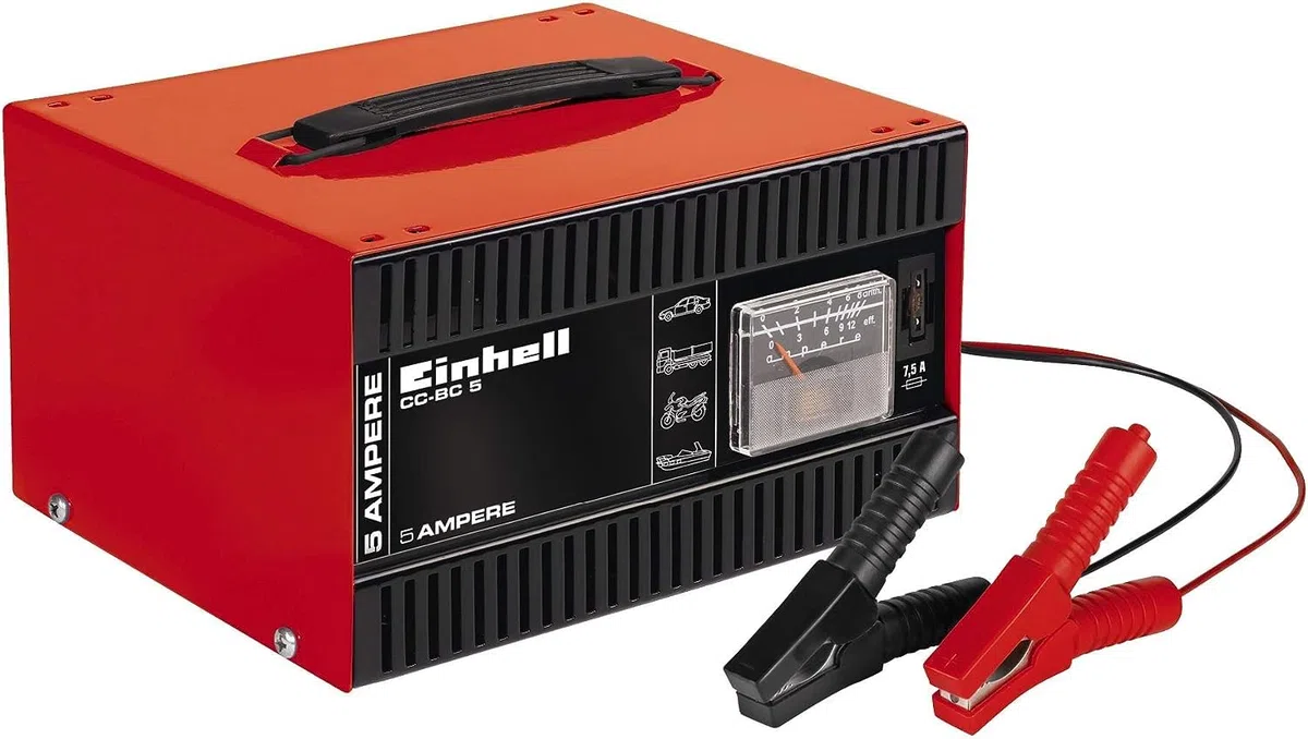 Einhell Cargador de baterías CC-BC 5(p. baterías de 16-80 Ah, 12 V tensión Carga)