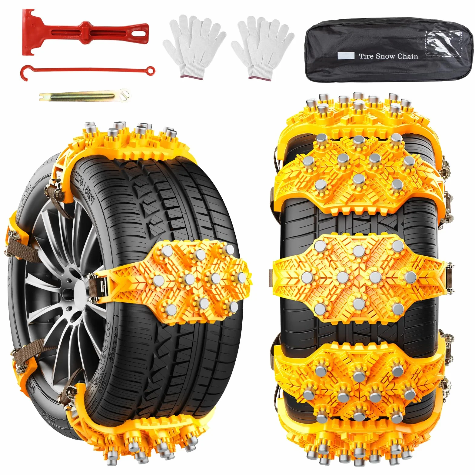 Cadenas para Nieve para Coche Ninonly 8Pcs Cadenas de Nieve Universale de Emergencia Ajustables para Vehículos Coche Camioneta SUV Adecuadas para Neumáticos Ancho 165mm - 245mm